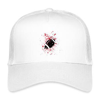 Ballon de rugby sur éclaboussures rouges - Casquette trucker enfant - blanc - Devant