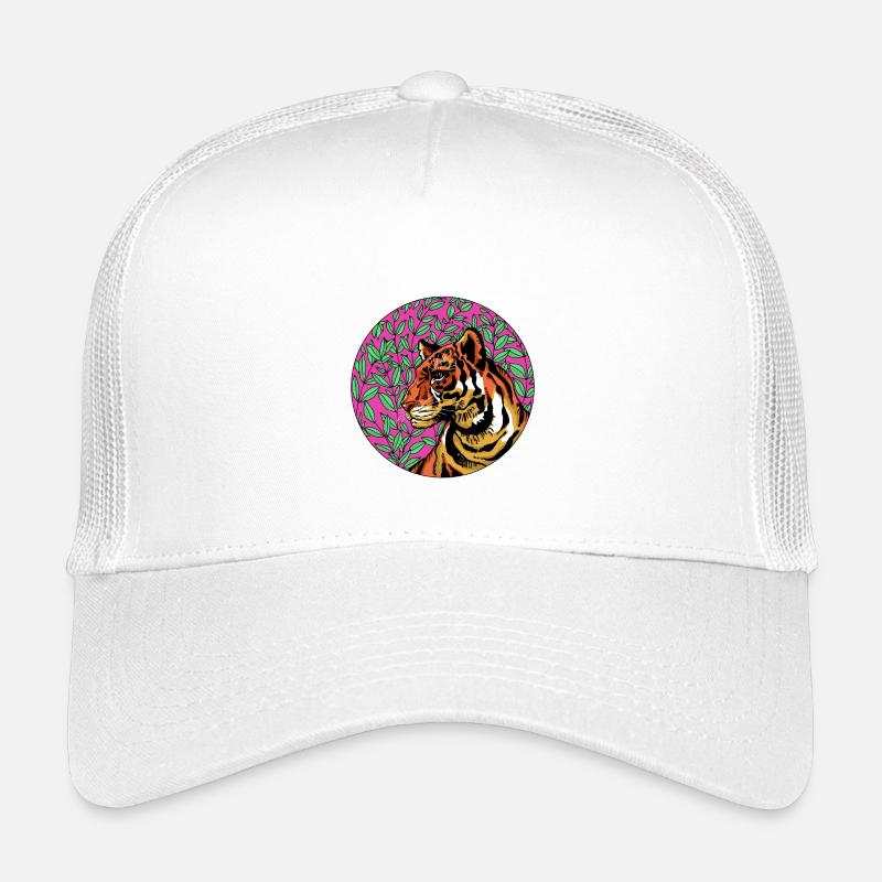Tiger im rosa Laub - Kinder Trucker-Cap - Weiß