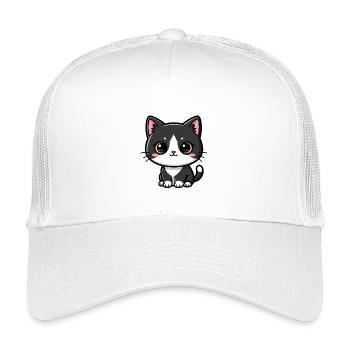 Charme Kawaii Chat Noir-Blanc - Casquette trucker enfant - blanc - Devant