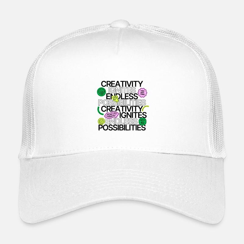 Creativity Ignites Endless Possibilities - Kinder Trucker-Cap - Weiß