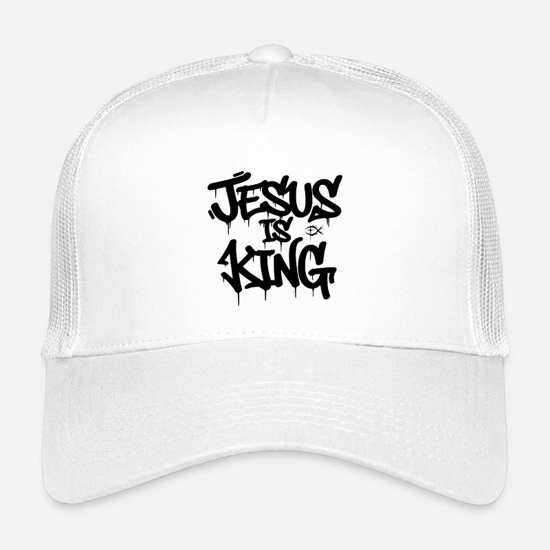 JESUS IS KING-Urban Grafitti Style - Kinder Trucker-Cap - Weiß