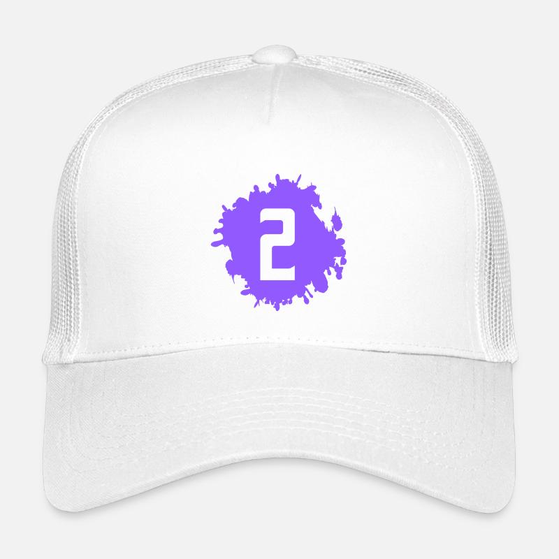Touche de couleur violette avec le chiffre 2 Casquette trucker enfant