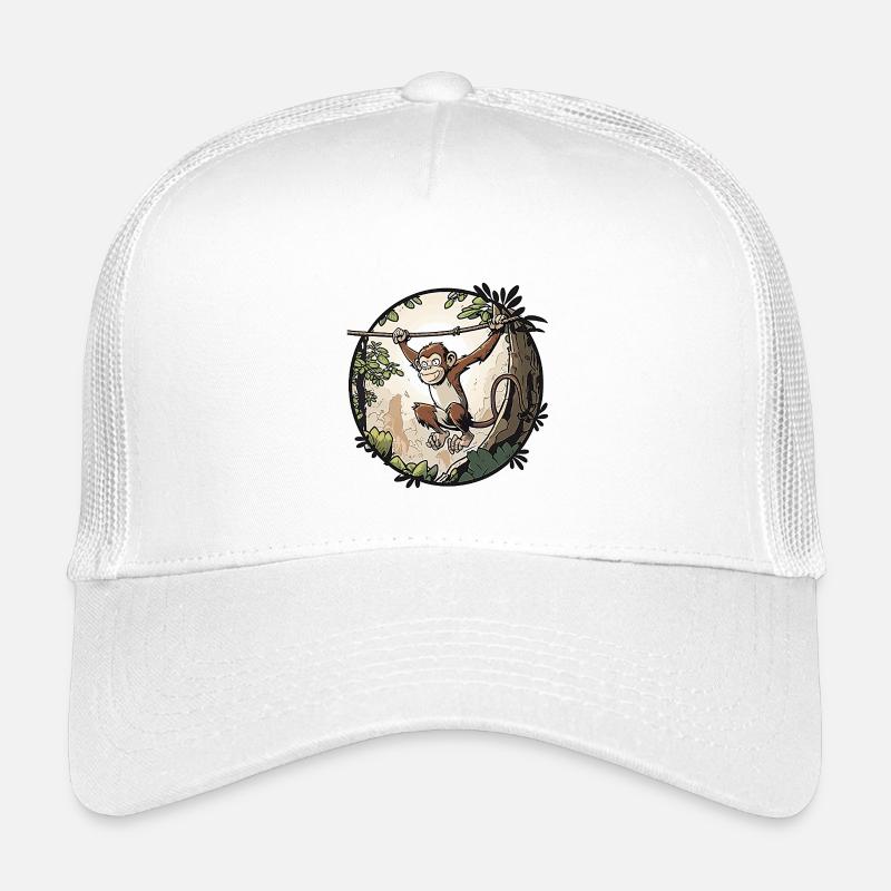 Dschungel-Affe am Seil - Kinder Trucker-Cap - Weiß