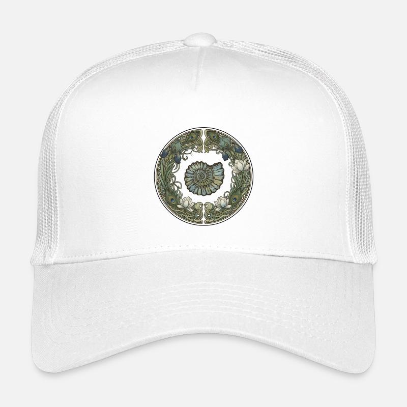 Ammonit Kreisrahmen mit Seegras - Kinder Trucker-Cap - Weiß