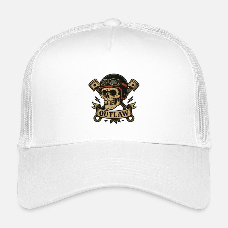 Outlaw Schädel Moto Design - Kinder Trucker-Cap - Weiß