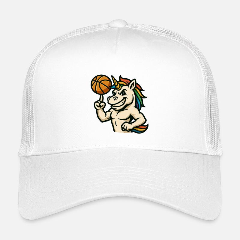 Basketball Unicorn Rainbow Spin Kinder Trucker-Cap