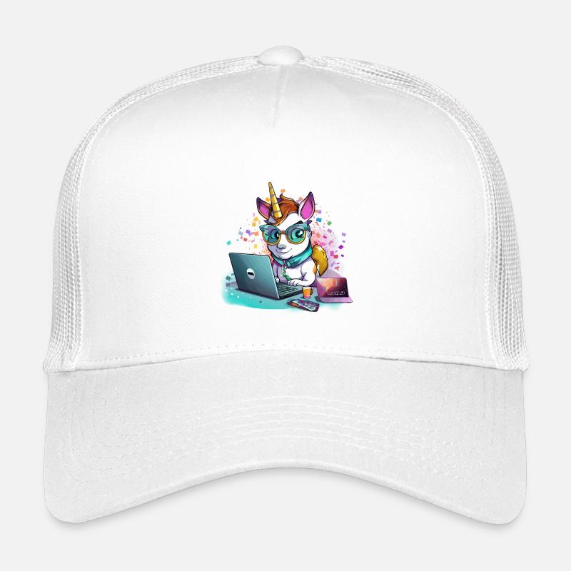 Laptop Unicorn with Glasses and Glitter Kids’ Trucker Cap