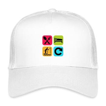 Mange, dors, pêche, répète la citation drôle : poisson - Casquette trucker enfant - blanc - Devant