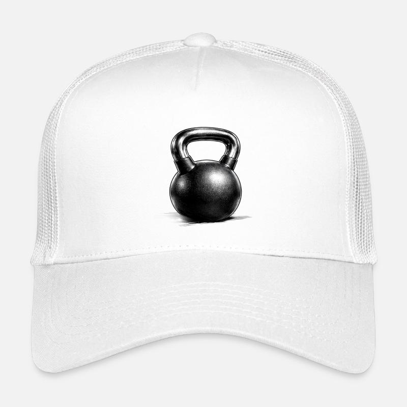 Kettlebell Krafttraining Zeichnung Minimal - Kinder Trucker-Cap - Weiß