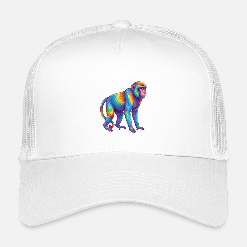 Aquarelle Pop Art Singe Arc-en-ciel Coloré Casquette trucker enfant