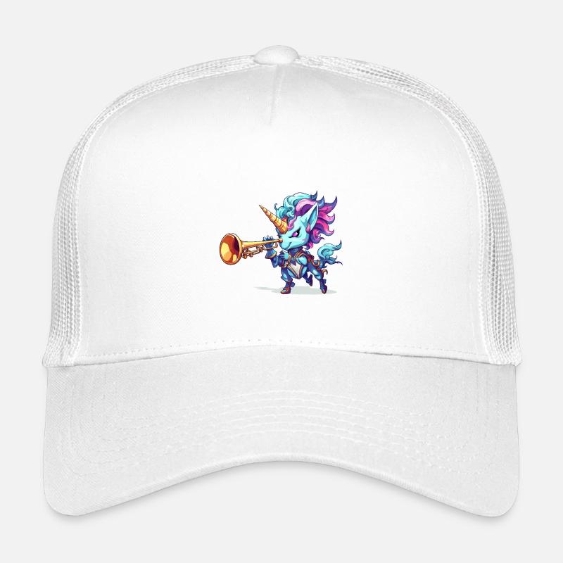 Blaues Einhorn mit Trompete Kinder Trucker-Cap