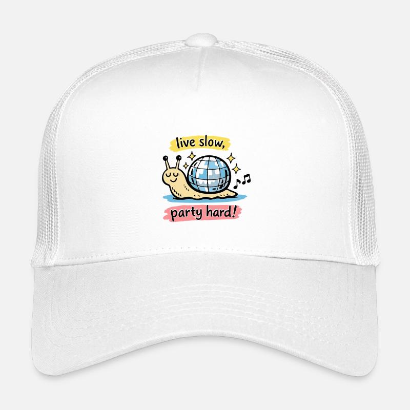Live Slow Party Hard Schnecke Doodle Kinder Trucker-Cap