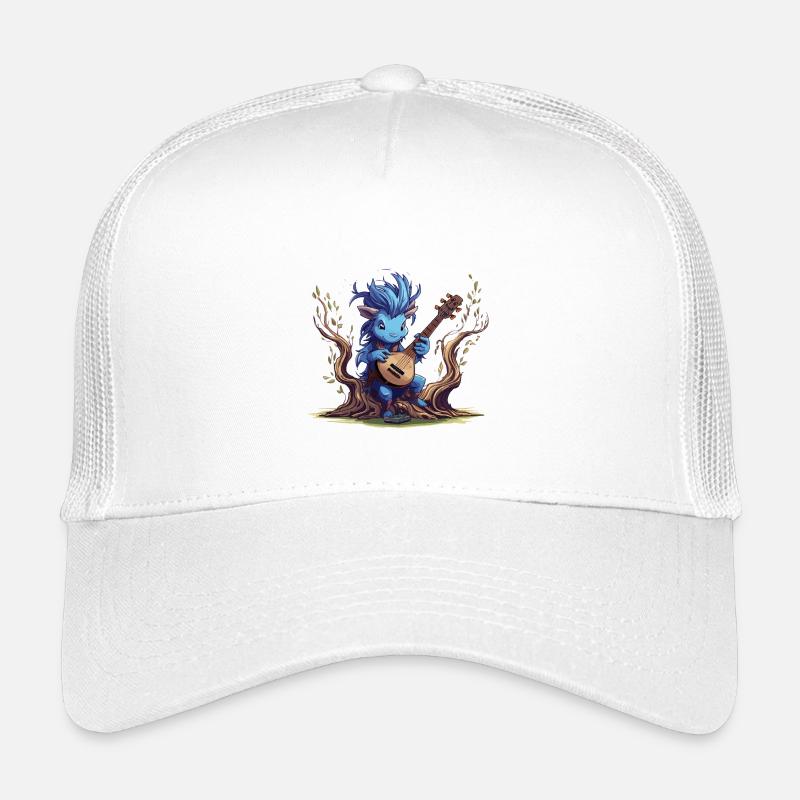 Lutin bleu avec luth dans la forêt Casquette trucker enfant