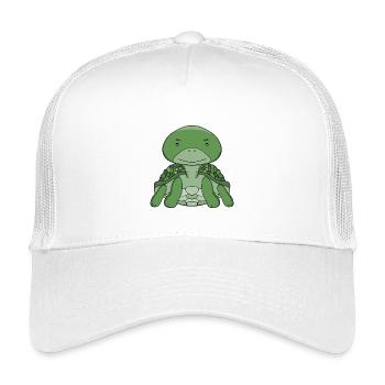 Mignonne Tortue verte adorable animal marin Kawaii - Casquette trucker enfant - blanc - Devant