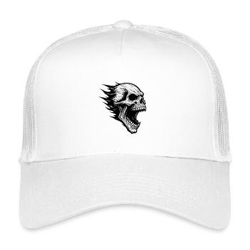 Mal de tête au travail : crâne en feu dans la tempête - Casquette trucker enfant - blanc - Devant