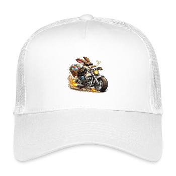 Easter bunny on motorcycle - Kids’ Trucker Cap - white - Front
