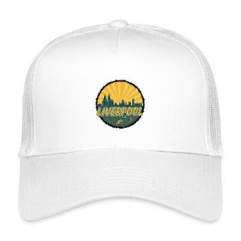 Liverpool Skyline Liver Building Vintage-Abzeichen - Kinder Trucker-Cap - Weiß - Vorne