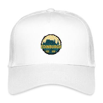 Edinburgh Castle City Skyline Vintage-Abzeichen - Kinder Trucker-Cap - Weiß - Vorne