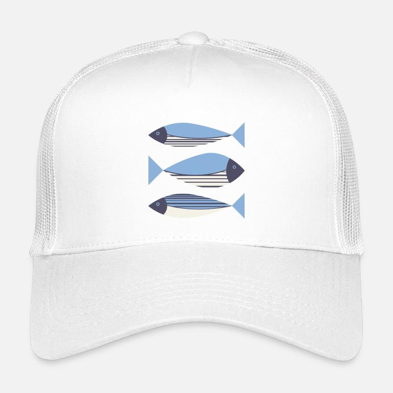 Illustrierte Grafik Fisch Blau - Kinder Trucker-Cap - Weiß