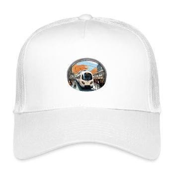 Zug am Orangendrahtbahnhof - Kinder Trucker-Cap - Weiß - Vorne