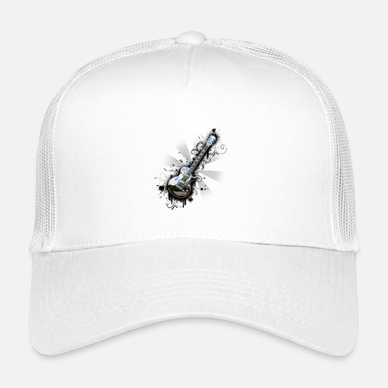 Chromglänzende Gitarre - Kinder Trucker-Cap - Weiß