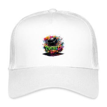 Pucked Up Graffiti Puck - Kids’ Trucker Cap - white - Front