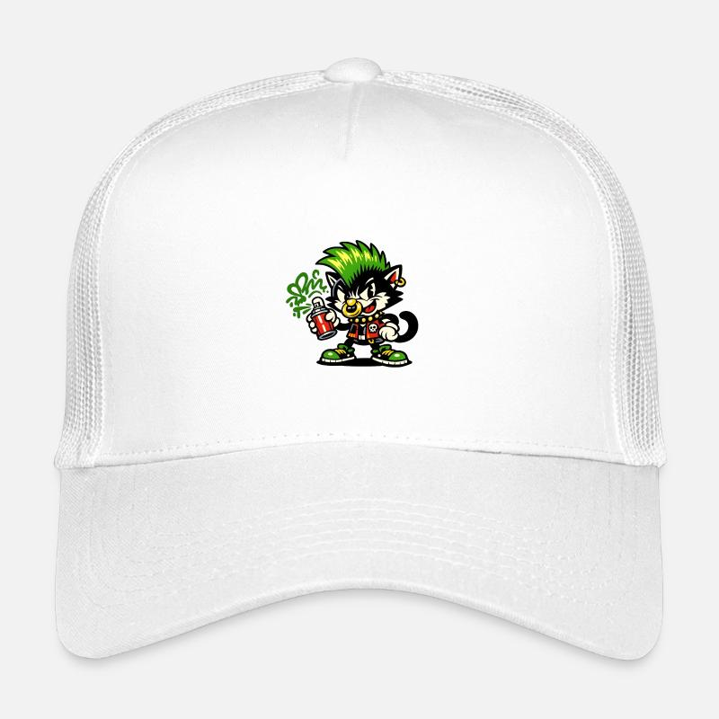 Graffiti Punk Cat Spray - Casquette trucker enfant - blanc