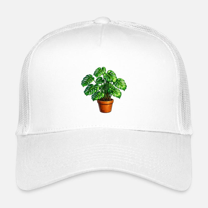 Monstera Blattkunst im Terracotta Topf - Kinder Trucker-Cap - Weiß