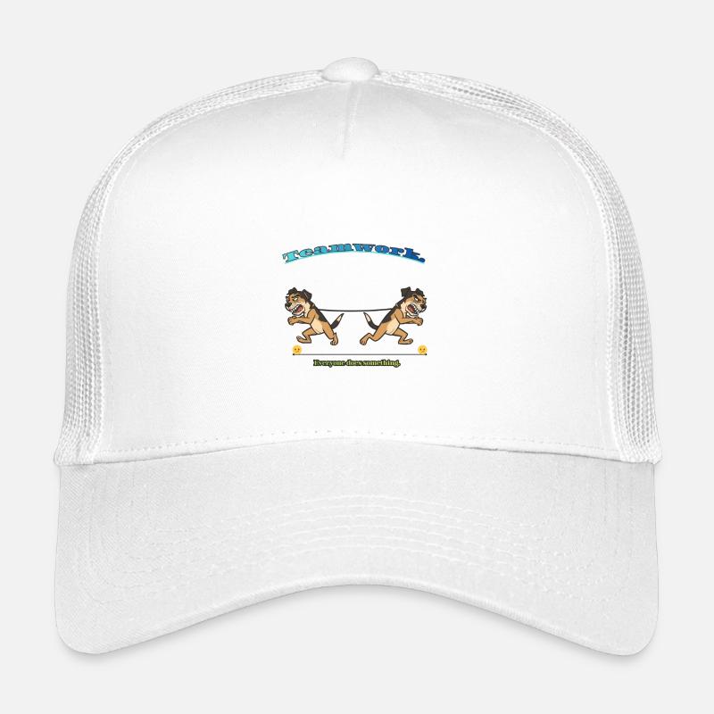 Teamwork-Zerrspiel: Zwillings-Hunde-Anstrengung - Kinder Trucker-Cap - Weiß