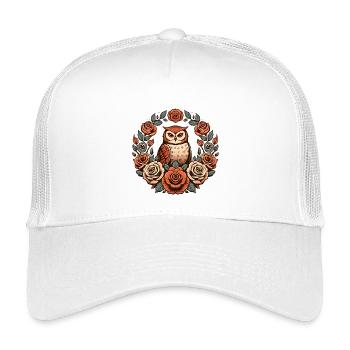 Cercle floral de la chouette dans les roses - Casquette trucker enfant - blanc - Devant
