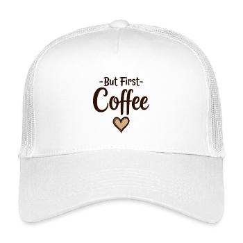 But First Coffee Kaffee Liebhaber Statement - Kinder Trucker-Cap - Weiß - Vorne