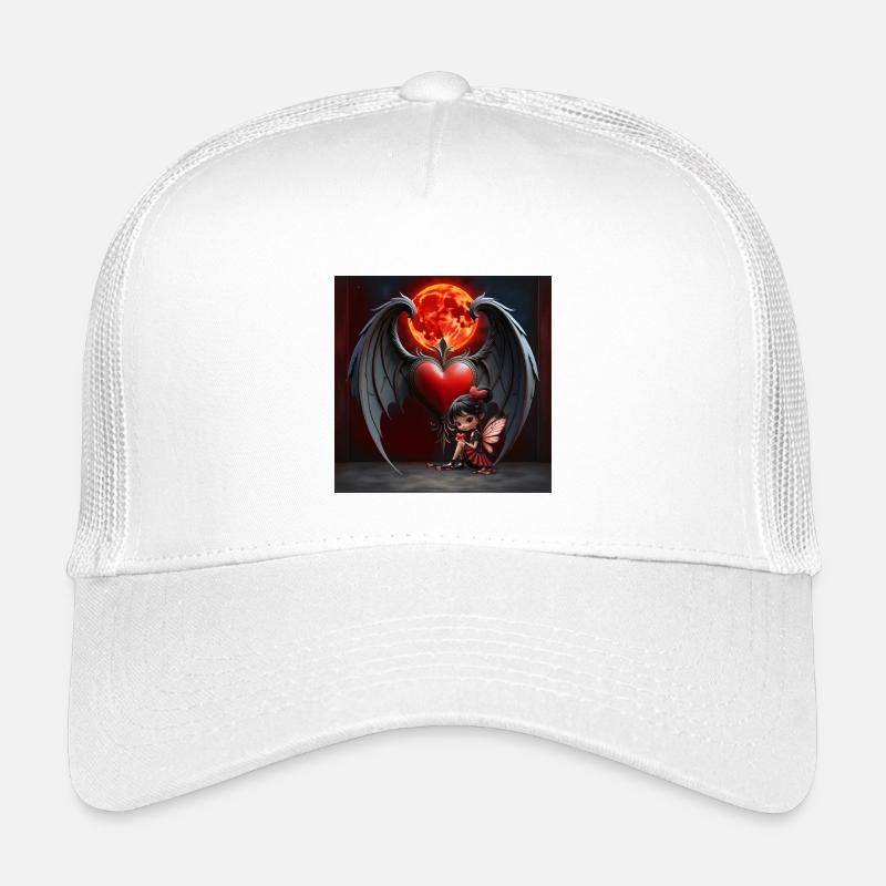 Winged Heart Under Red Moon Kids’ Trucker Cap