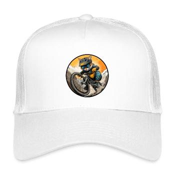 Chat motard / chaton VTT - Casquette trucker enfant - blanc - Devant