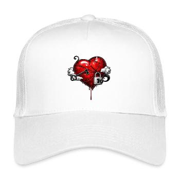 Scarred heart with lock - Kids’ Trucker Cap - white - Front