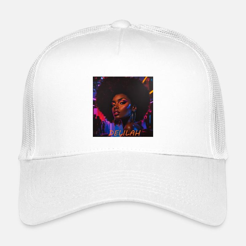 Delilah Neon Afro-Porträt - Kinder Trucker-Cap - Weiß