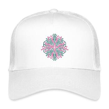 Rosa und Blaues symmetrisches neuronales Netzwerk - Kinder Trucker-Cap - Weiß - Vorne