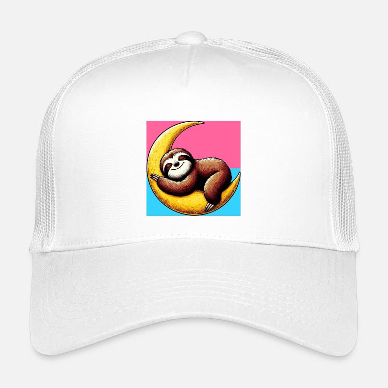 Sloth sleeps on the Moon - Kids’ Trucker Cap - white
