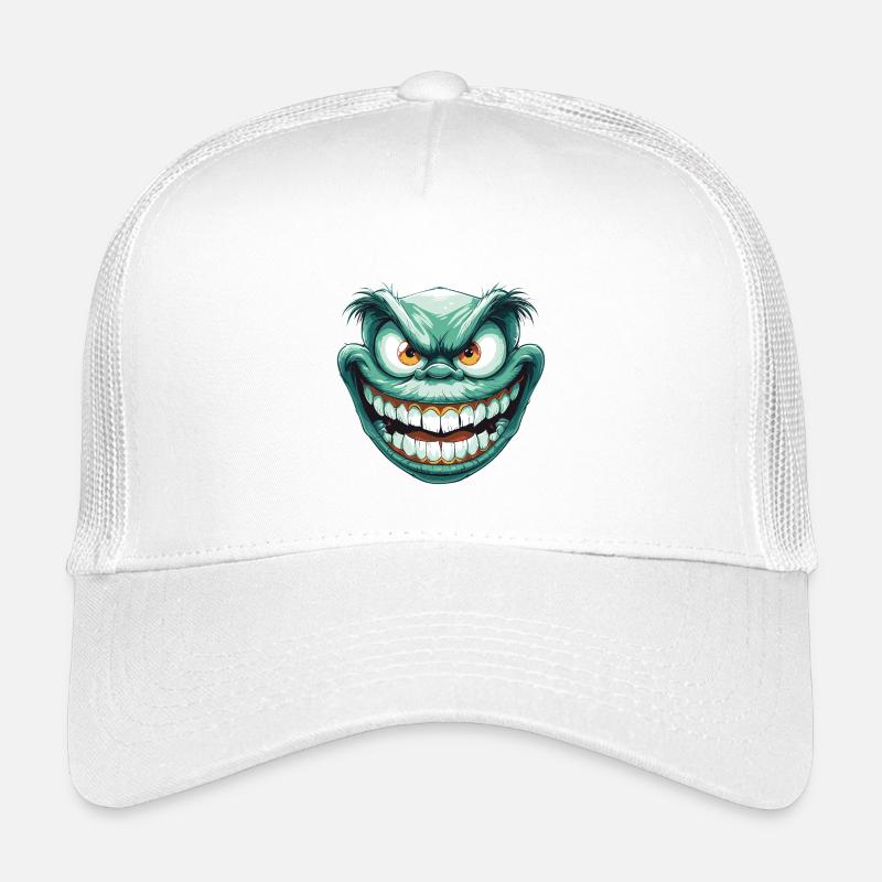 Light greeny face with crazy look and sneaky smile Casquette trucker enfant