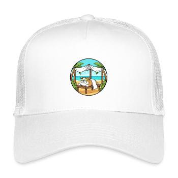 Beach Spa Bulldog Dog Relaxing Art - Kids’ Trucker Cap - white - Front