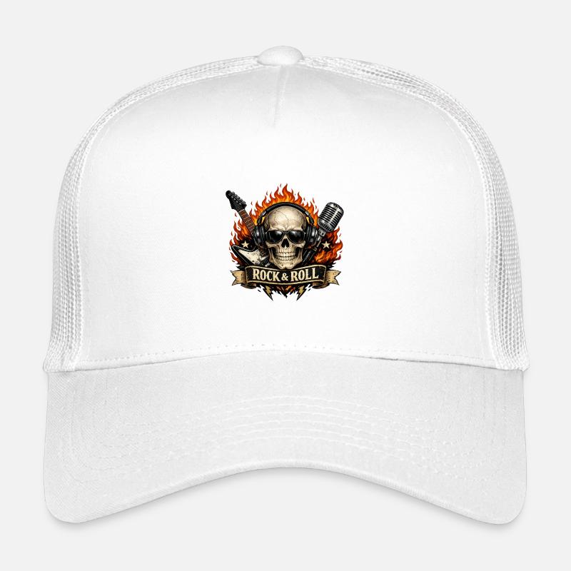 Flames Skull Skirt Print Kids’ Trucker Cap