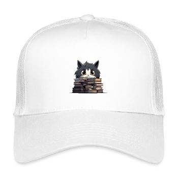 Kätzchen über Bücherstapel - Kinder Trucker-Cap - Weiß - Vorne