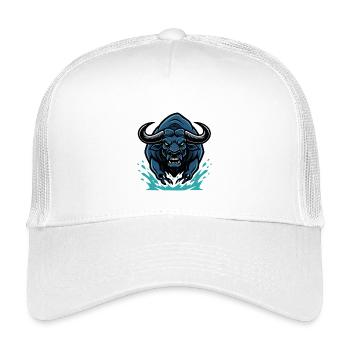 Bull Blue Electric Bull Charge Mascot Bull - Kids’ Trucker Cap - white - Front