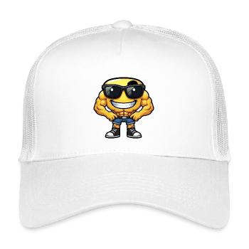 Shiny Muskel Hero emoticon - Kids’ Trucker Cap - white - Front