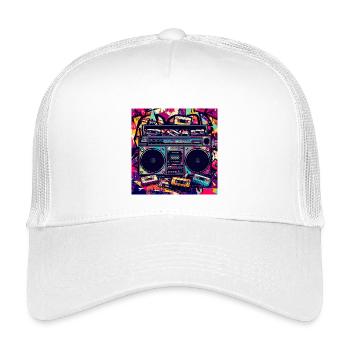 Boombox Graffiti Neon Retro - Kids’ Trucker Cap - white - Front