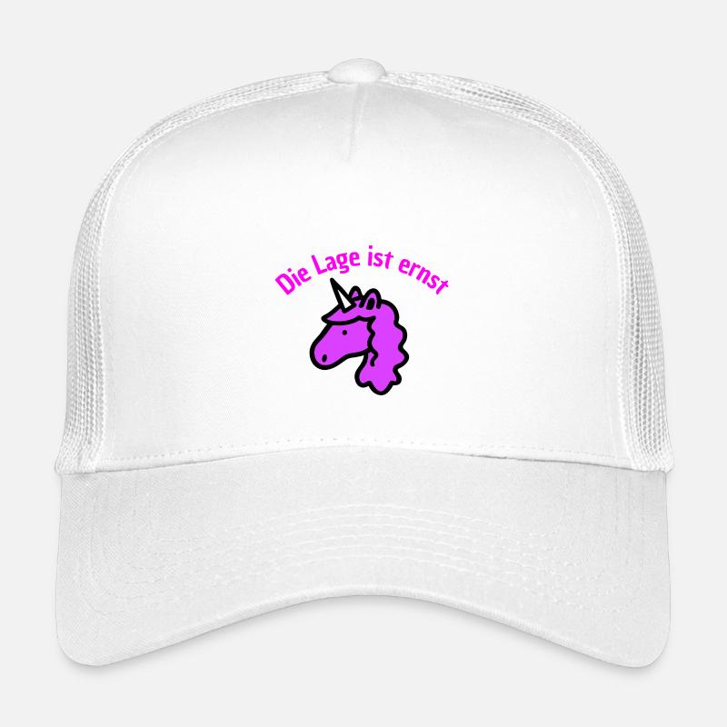 DIE LAGE IST ERNST, LILA EINHORN! LUSTIGER SPRUCH - Kinder Trucker-Cap - Weiß