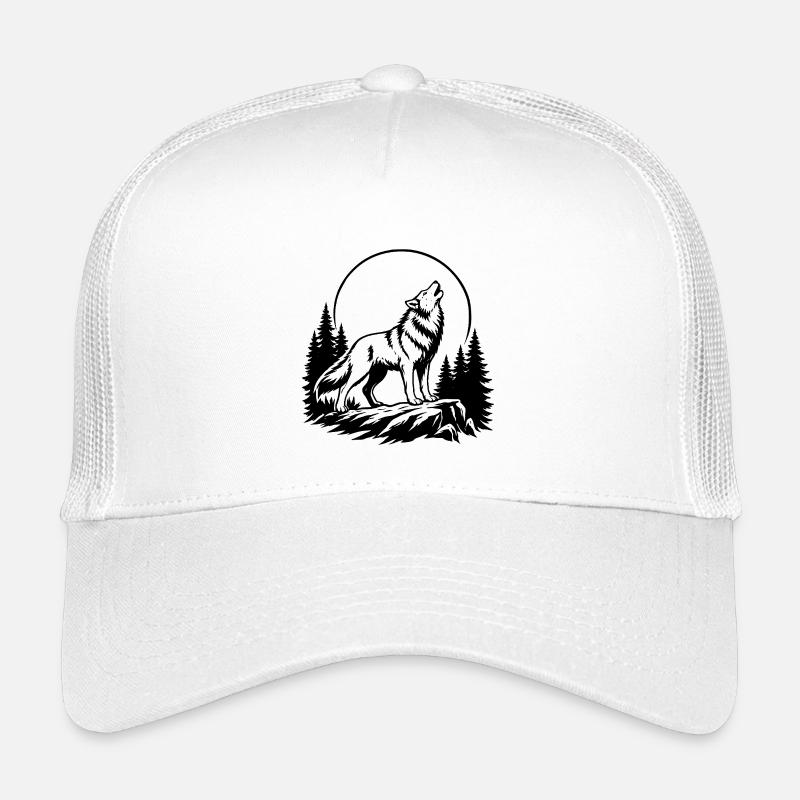 Wolf mit Vollmond - Kinder Trucker-Cap - Weiß
