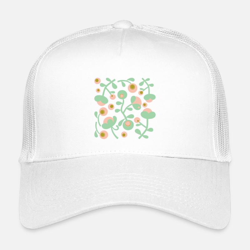 Pivoines abstraites L Blush rose vert citron Casquette trucker enfant