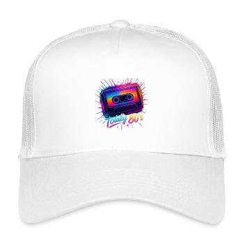Style 80er Retro-Party-Outfit 80er - Kinder Trucker-Cap - Weiß - Vorne