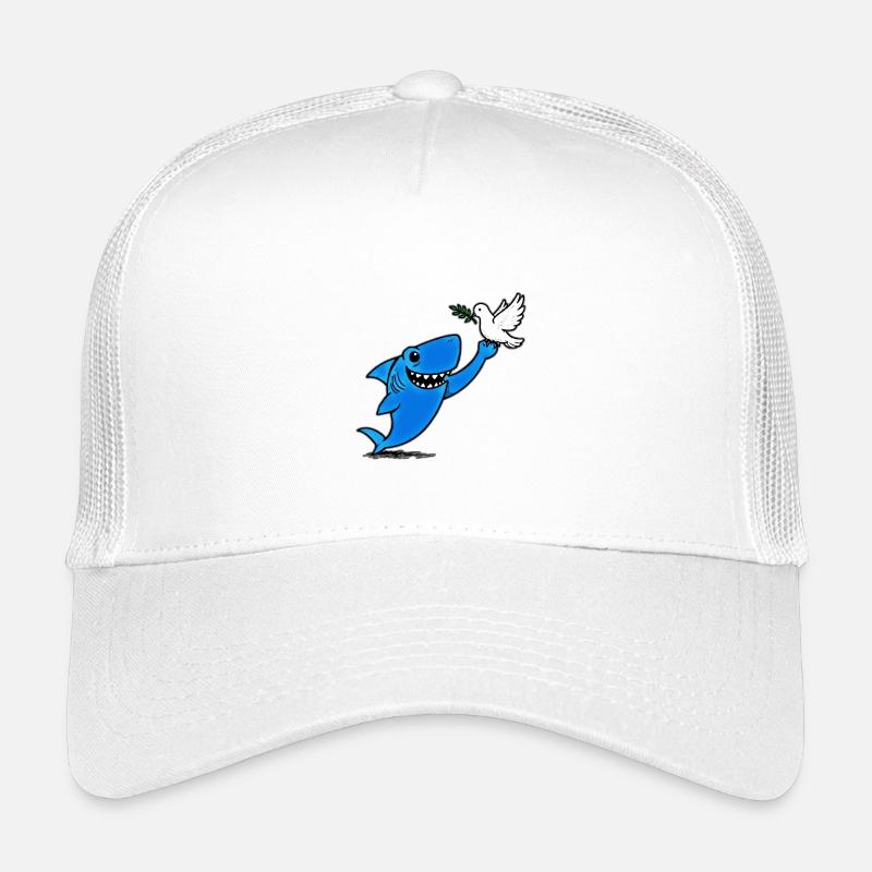 Blauer Hai trifft Friedenstaube - Kinder Trucker-Cap - Weiß