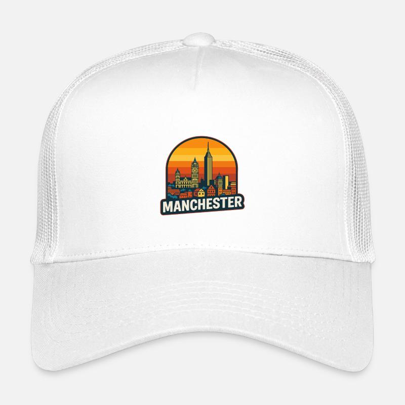 Manchester Skyline Retro Sunset Vintage Art Casquette trucker enfant